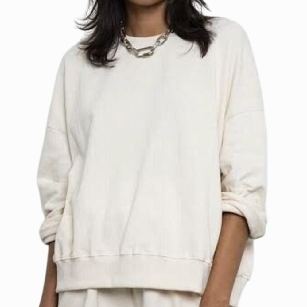 Frankie Shop Jamie Sweatshirt Medium Cream Minimalist Oversized Neutral Crewneck